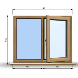 1145mm (W) x 945mm (H) Wooden Stormproof Window - 1/2 Right Opening Window - Toughened Safety Glass