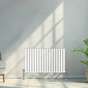 Right Radiators 600x1003mm Horizontal Double Oval Column Designer Radiator White