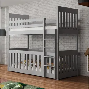 Laskowski Single (3') Standard Bunk Bed and Mattress Grey / Right Ladder