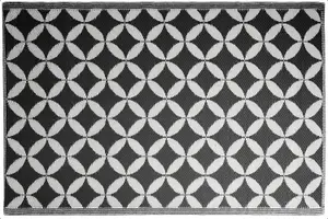 Black & White Circles Outdoor Rug Camping Floor Mat Picnic Blanket 90 x 180cm