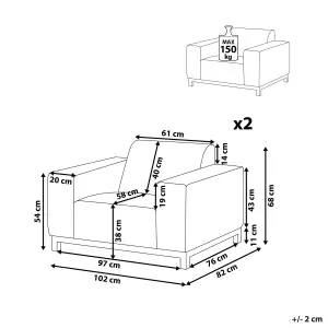 Set of 2 Garden Armchairs ROVIGO Fabric Grey