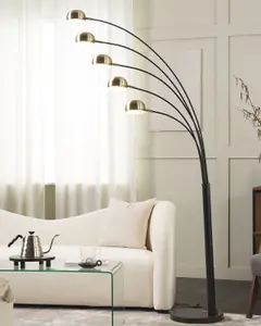 5 Light Metal Floor Lamp Black and Gold FLINDERS