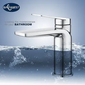 BATHWEST Basin Mixer Taps  Modern Monobloc Basin Taps  Single Handle Chrome Brass Bathroom Sink Taps