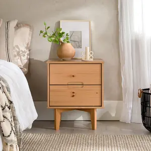 Ulti 2 Drawer Bedside Table Natural Pine