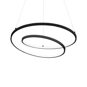 Luminosa OZ Dimmable Swirl 80cm Integrated LED Pendant Ceiling Light Black, 3000K