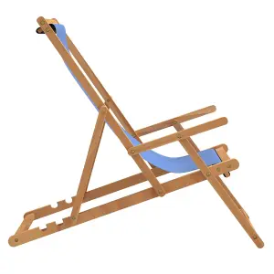 Berkfield Folding Beach Chair Solid Wood Teak Blue