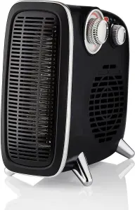 MantraRaj 1800W Electric Heater Retro Dual Position Horizontal And Vertical Fan Heater In Black With Adjustable Thermostat 2 Heat