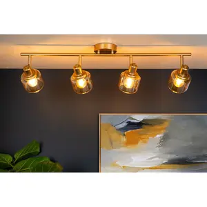 Lucide Bjorn Classic Ceiling Spotlight Bar - 4xE14 - Matt Gold, Brass