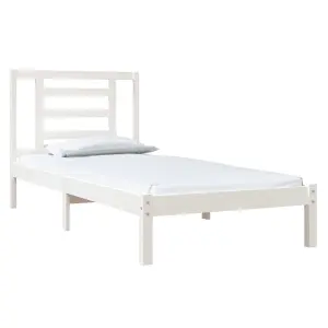 Berkfield Bed Frame White Solid Wood Pine 90x190 cm 3FT Single