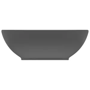 Luxury Basin Oval-shaped Matt Dark Grey 40x33 cm Ceramic