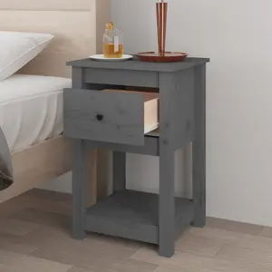 Berkfield Bedside Cabinets 2 pcs Grey 40x35x61.5 cm Solid Wood Pine