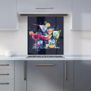 Nighttime Cocktail Splash Premium Glass Kitchen Splashback W700mm x H750mm