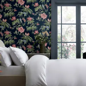 Next Birds & blooms Navy Floral Smooth Wallpaper