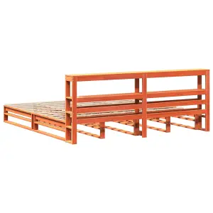 Berkfield Bed Frame without Mattress Wax Brown 180x200 cm Super King Solid Wood Pine