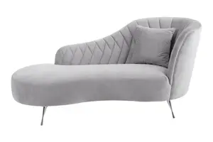 Interiors by Premier Rene Grey Velvet Chaise Longue