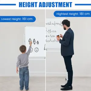 Costway Double Sided Magnetic Whiteboard Adjustable Mobile Revolving Board with Magnets