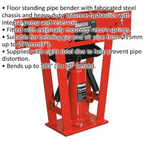 16 Tonne Hydraulic Pipe Bender for Gas & Air Pipes - Heavy Duty Floor Standing Steel Chassis