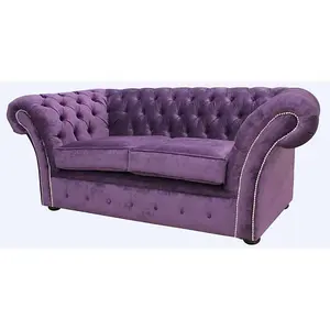 Chesterfield 2 Seater Sofa Danza Amethyst Purple Fabric In Balmoral Style