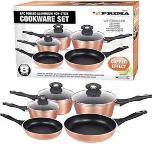 8pc Forged Cookware Set Pot Kitchen Saucepan Frying Pan Cooking Lid Non Stick