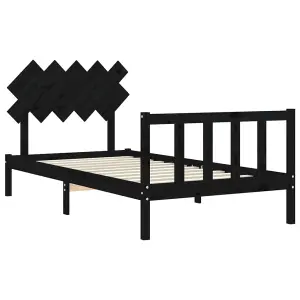 Berkfield Bed Frame with Headboard Black 100x200 cm Solid Wood