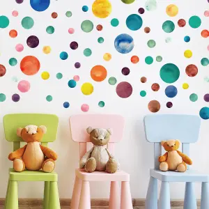 Walplus Colourful Watercolour Dots X 2 Packs Kids Sticker PVC Multicoloured