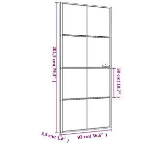 Berkfield Interior Door Slim Black 93x201.5 cm Tempered Glass and Aluminium