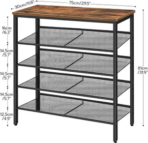 Shoe Rack, 5-Tier Shoe Organizer, Shoe Storage Rack for 16-20 Pairs, Adjustable Mesh Shelves, Shoe Storage Unit for Entryway,