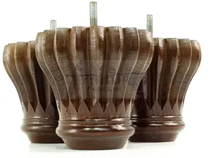 SET OF 4 REPLACEMENT FURNITURE BUN FEET ANTIQUE BROWN TURNED WOODEN LEGS 110mm HIGH M8 (8mm)