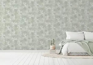 Arthouse Soft Leaves Green Wallpaper