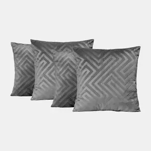 4 x Matte Geo Velvet Cushion Covers Filled