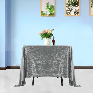 Diamond Velvet Square Tablecloth, Sliver , 90 Inch x 90 Inch