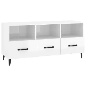 Berkfield TV Cabinet High Gloss White 102x35x50 cm Engineered Wood