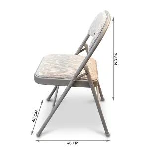 Grey Fabric Padded Brand New Deluxe Strong Steel Metal Frame Folding Chair