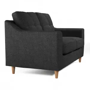 Baxter Charcoal Tufted Fabric Sofa Suite 3 Seater and 2 Seater Sofa