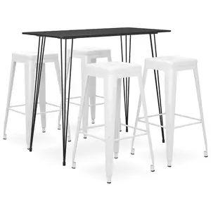 Berkfield 5 Piece Bar Set Black and White