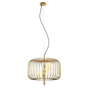 Luminosa Modern Hanging Pendant Golden 3 Light  with Gold, White Shade, G9