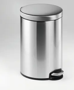 Durable Round Stainless Steel Pedal Bin - 12 Litre - Silver