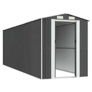 6 ft. W x 20 ft. D Galvanized Steel Apex Garden Shed Anthracite