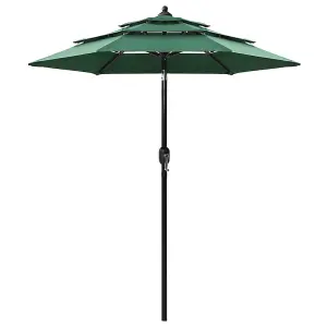 Berkfield 3-Tier Parasol with Aluminium Pole Green 2 m