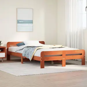 Berkfield Bed Frame without Mattress Wax Brown 120x190 cm Small Double Solid Wood Pine