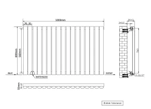 Right Radiators 600x1003mm Horizontal Single Oval Column Designer Radiator Anthracite