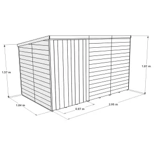 BillyOh Master Tongue and Groove Pent Wooden Shed - 10x6 - Windowless