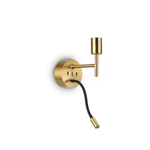 Luminosa Set Up Wall Light + Reading Light Brass Without Shade 3000K