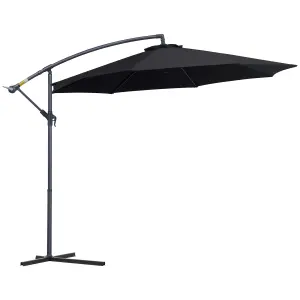 Outsunny 3(m) Cantilever Parasol Banana Umbrella Crank & Tilt, Black