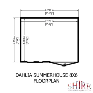 Dahlia 8x6 Pent Summerhouse with double doors and one opening window