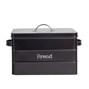 Harbour Housewares - Vintage Metal Kitchen Bread Bin - 40cm - Black