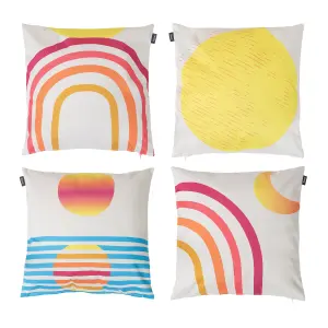 Veeva Soleil Collection Sun and Rainbow Set of 4 Soleil Outdoor Cushion  - Collection One