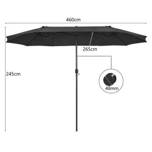 Costway  460 x 265cm Outdoor Double-Sided Parasol Patio Umbrella Market Twin Umbrella