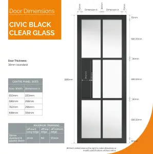 Urban Industrial Civic Black Clear Glass Internal Door