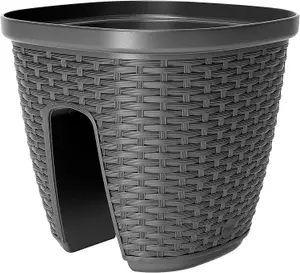 Emsa 2PC Black Casa Mesh Railing Pots 30cm x 30cm x 26cm